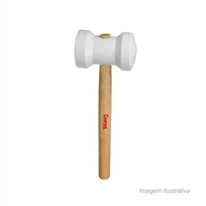 Marreta de borracha com cabo de madeira 60mm branco - cortag