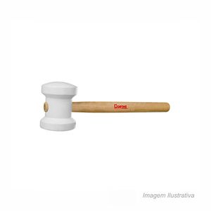 Marreta de borracha com cabo de madeira 80mm branco - cortag