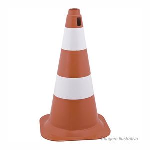 Cone de sinalização 50cm branco e laranja - vonder