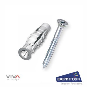 Bucha universal 6mm com parafuso phillips cabeça chata de 4,5x50mm com 04 unidades - bemfixa