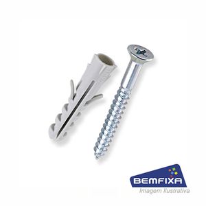 Bucha de nylon 10mm com parafuso cabeça chata phillips com 05 unidades - bemfixa