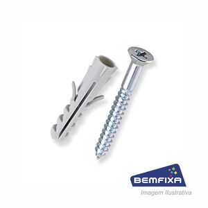 Bucha de nylon com parafuso cabeça panela de fenda phillips 05mm com 10 unidades - bemfixa