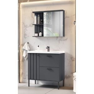 Kit para banheiro porto belo 80cm com pés grafito  balcony / ref.623gr