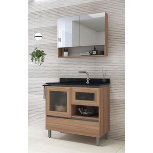 Kit gaam verre 800 com pés, cuba embutida, espelho-gaam
