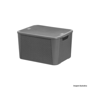 Caixa organizadora rattan n3 17k cinza plasnew /ref:2066.