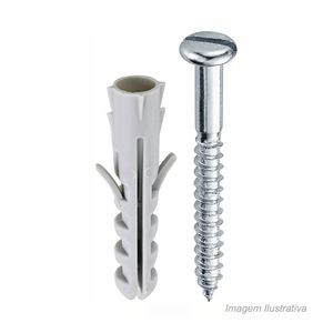 Bucha de nylon 04mm com parafuso fenda cabeça panela com 10 unidades - bemfixa