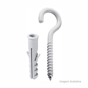 Bucha de nylon com anel e gancho 4,4x70mm com 04 unidades branco - bemfixa