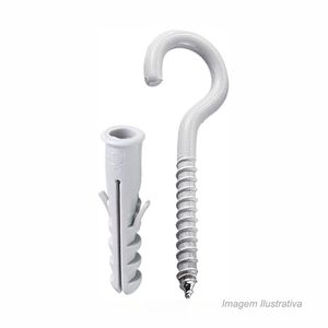 Bucha de nylon com anel e gancho branco 06mm com 04 unidades - bemfixa