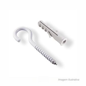 Gancho branco de 3x50mm e bucha de 05mm com 04 unidades - bemfixa