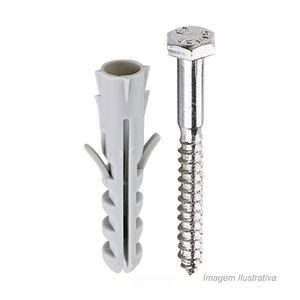 Bucha de nylon com parafuso de cabeça sextavada de 12mm com 10 unidades - bemfixa
