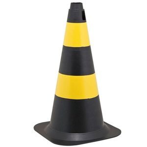 Cone de sinalização 50cm preto e amarelo - vonder