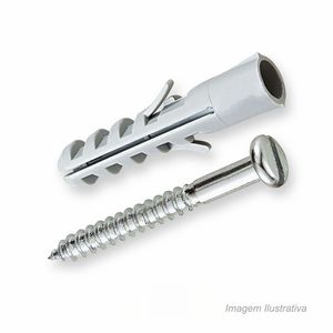 Bucha de nylon com parafuso cabeça panela de fenda 8mm com 05 unidades - bemfixa