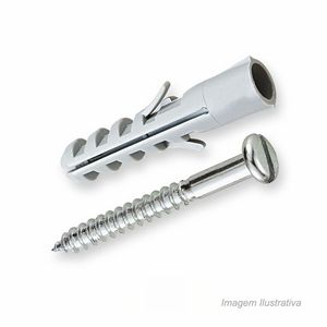 Bucha de nylon com parafuso cabeça panela de fenda simples 05mm com 10 unidades - bemfixa