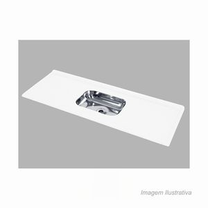 Pia de granito sintético inox 160x54cm branco - decoralita