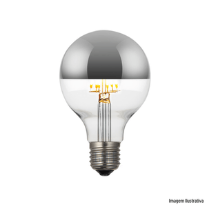 Lampada filamento led g80 defletora 6w bivolt prata /ref:lg80d-6w.