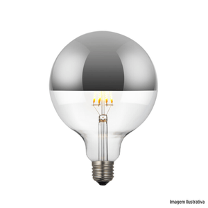 Lampada filamento led g125 defletora 8w bivolt prata gmh /ref:lg125d-8w.