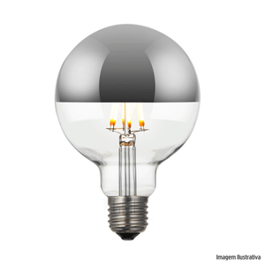 Lampada filamento led g95 defletora 6w bivolt prata gmh /ref:lg95d-6w.