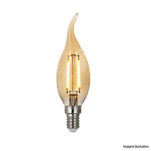 Lampada filamento led vela chama 2w e14 bivolt gmh /ref:lfc35-2w-e14.