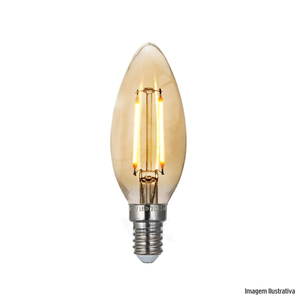 Lampada filamento led vela 2w e14 bivolt gmh /ref:lc35-2w-e14.
