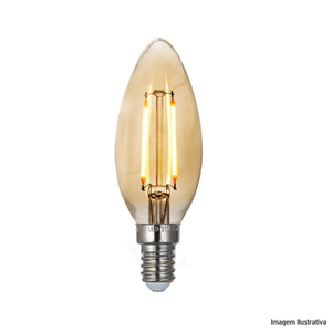 Lampada filamento led vela 2w e27 bivolt gmh /ref:lc35-2w-e27.