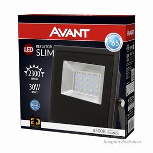 Refletor de led slim 30w preto 6500k - avant