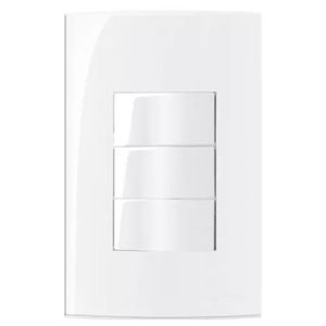 Conjunto montado 4x2 interruptor 3 teclas simples sleek branco margirius