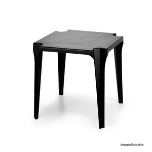 Mesa plástica monobloco quadrada preta plasnew //ref:1257.