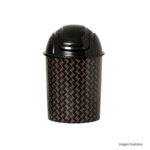 Lixeira com tampa móvel label rattan preto 8l /ref:403