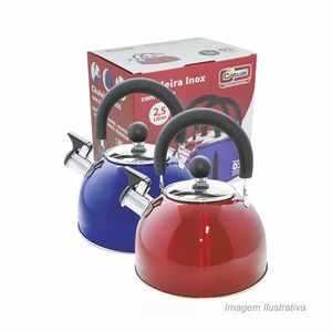 Chaleira de inox com apito colorida 2,5lts - catuai
