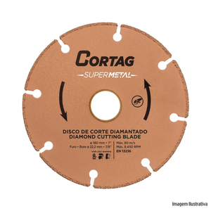 Disco diamantado segmentado super metal 180x22,2 cortag /ref:60658.