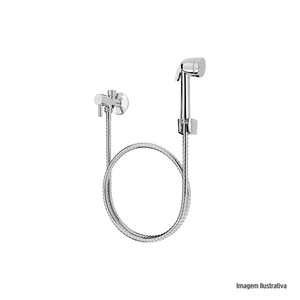 Kit Ducha Luxo C/ Crivo e Registro C/ Derivação ABS Cromados Flexível Inox - Blukit / Ref. 220929