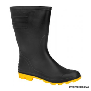 Bota de pvc preta com solado amarelo cano médio sem forro n°40 vonder /ref:7075400000.