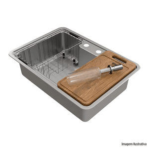 Cuba docolmassima sobrepor/embutir 68x48cm com acessórios inox docol /ref:1569316.