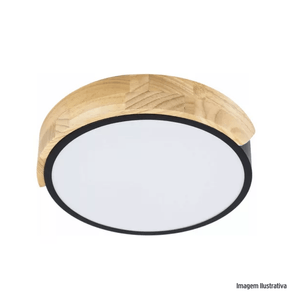 Plafon led redondo inspiriration com madeira 18w 23cm  preto hevvy/ref.ly-8168s bk