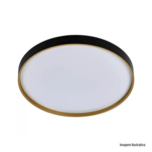 Plafon led redondo toronto 24w 33cm preto dourado heavvy/ref.ly-8798am pt+dr