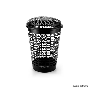 Cesto telado 56l com tampa  preto plasnew /ref.2801