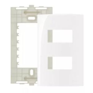 Placa com suporte 4x2 2 postos separados sleek branco margirius