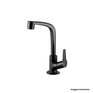 Torneira p/lav. pvc 1195 f71 flatt bica alta preta mesa lorenzetti /ref.7110061