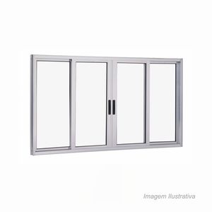 Janela de correr de alumínio 4 folhas 100x150cm branco alumistrike / ref. 10623