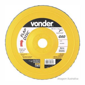 Flap disco reto 7" g 60 (com plástico) - vonder