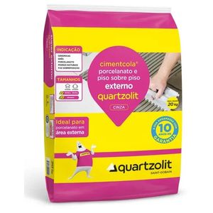 Argamassa porcelanato e piso sobre piso externo cinza 20kg  quartzolit