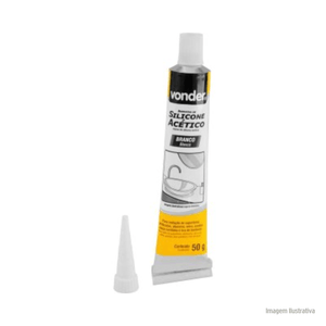 Silicone Acético Branco Tubete 50 GR - VONDER / Ref. 16.47.002.050