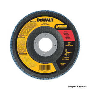 DISCO FLAP FIBRA CÔNICO 4.1/2" X 7/8" GRÃO 80 DEWALT /Ref.DW8309-AR