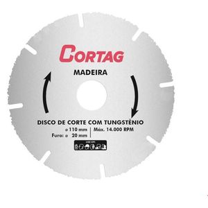 Disco de corte com tungstênio para madeira 110x20mm - cortag