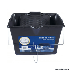 Balde pvc para pintura com alça 15lts preto metasul /ref.12501017