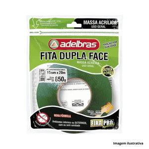 Fita dupla face massa acrílica 19x20m adelbras /ref.815000005