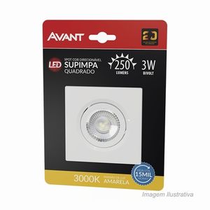 Spot de embutir quadrado supimpa 3w amarelo 3000k - avant