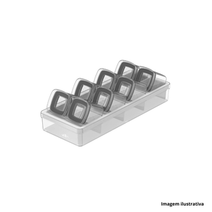 Organizador de temperos clear 9 peças branco ou plásticos /ref.cob1400bcf