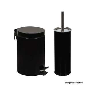 Conjunto ágata lixeira e escova preto mor /ref.8335