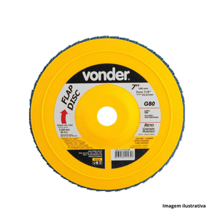 Disco flap reto 7" g 80 com plástico vonder /ref.12.25.700.080